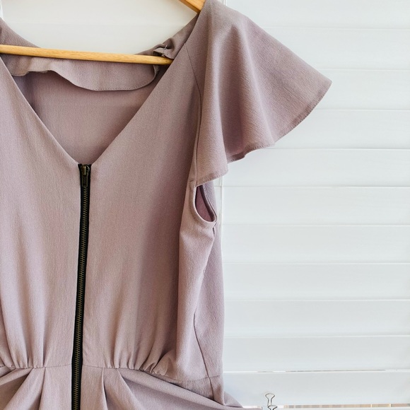 Topshop Taupe Dress with Zipper detail - Picture 11 of 12